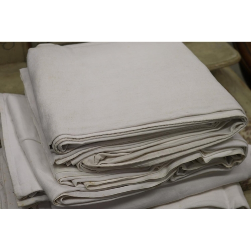 361 - Four French antique linen sheets, two tops with embroidery and two bottoms please be aware that we a... 