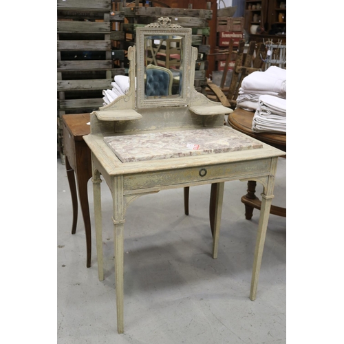 362 - French marble topped dressing table, painted, approx 125cm H x 75cm W x 50cm D