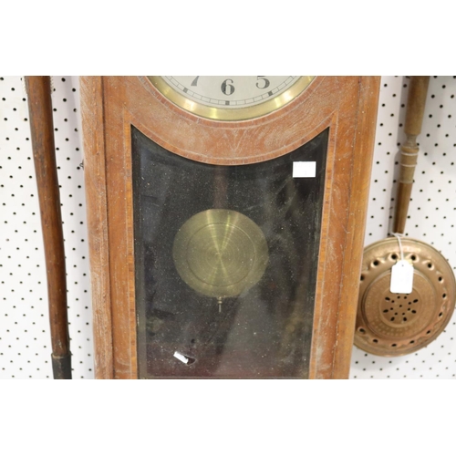 382 - Vintage French wall clock, has pendulum and key, (in office A3222-1-22) unknown working condition (o... 