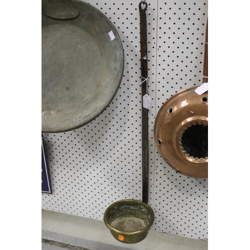 388 - Long handle small saucepan, approx 75cm L