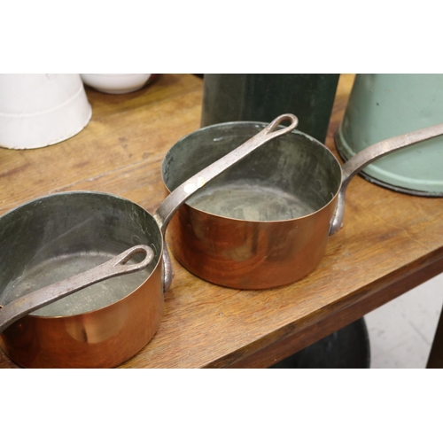 405 - Set of four antique French copper saucepans, approx 22cm Dia and smaller (4)