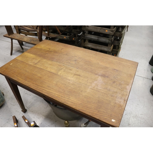 412 - Rustic French country oak table, approx 75cm H x 123cm W x 79cm D
