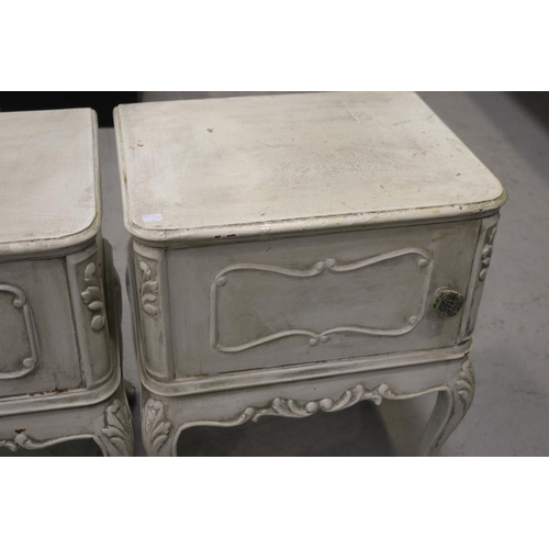 419 - Pair of painted bedside cabinets, each approx 63cm H x 50cm W x 39cm D (2)