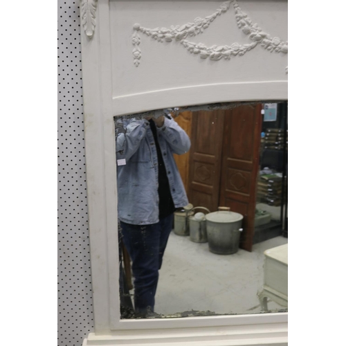420 - French mantle mirror with white painted frame, approx 111cm H x 131cm W