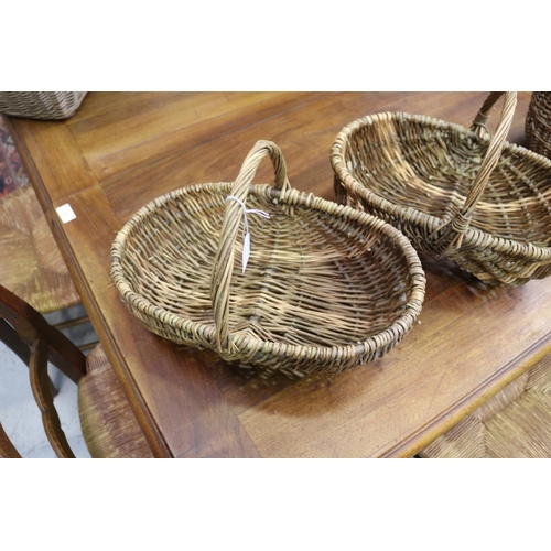436 - Pair of French woven baskets, each approx 27cm H including handle x 37cm W x 24cm D (2)