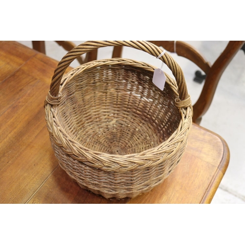 437 - Vintage French woven basket, approx 34cm H including handle x 28cm Dia