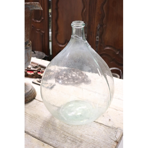 442 - Vintage French glass wine makers bottle, approx 46cm H