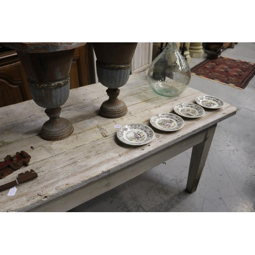 448 - Very rustic white painted dining table, approx 81cm H x 211cm L x 89cm W