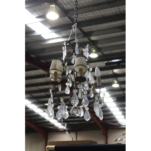 449 - French chandelier, missing shades, unknown working condition, approx 58cm H
