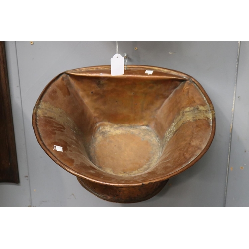 451 - Antique French copper cistern, approx 44cm H x 39cm W and 17cm H x 39cm W