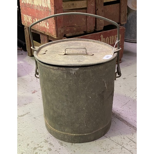 435 - French gal metal lidded tub, approx 50cm H including handle x 32cm Dia