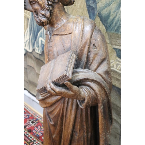 13 - Rare antique French 18/19th century carved wood figure of a Religious scholar, carved from a single ... 