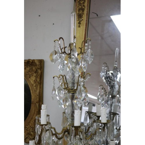 7 - Pair of large decorative multi tiered twelve light girandoles, each approx 109cm H (2)