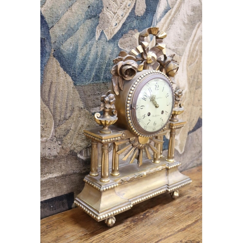 29 - Antique 19th century Swedish gilt & wood mantle clock, the face marked Rob Engstrom - Stockholm (ex.... 