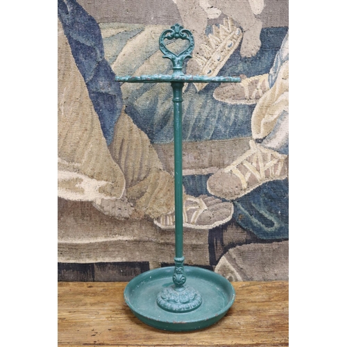 83 - French green painted umbrella stand, approx 65cm H