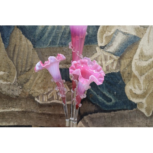 75 - Antique pink glass epergne, approx 50cm H