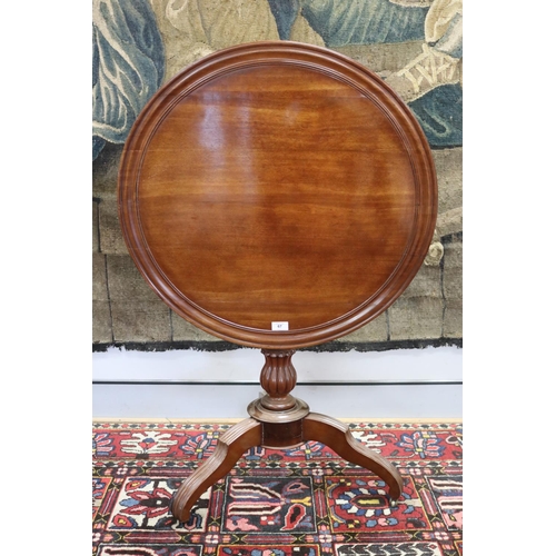 67 - Antique French tilt top pedestal wine table, standing on tri leg support, approx 73cm H x 70cm Dia