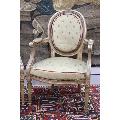 58 - Pair of French Louis XVI style painted frame armchairs (2)
