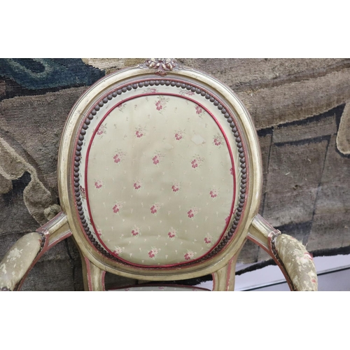 58 - Pair of French Louis XVI style painted frame armchairs (2)