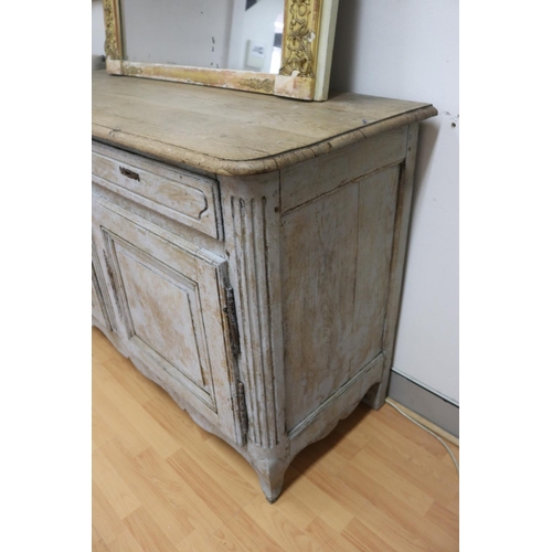 56 - Antique French sideboard with painted distressed base and plain wooden top, approx 97cm H x 145cm W ... 