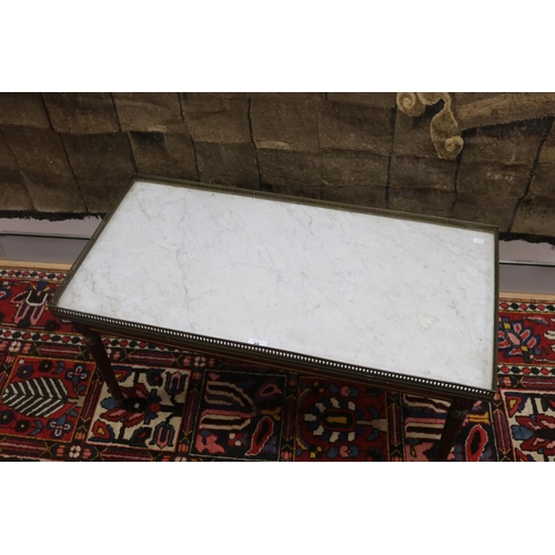 69 - Vintage French Louis XVI style marble topped rectangular coffee table, approx 45cm H x 90cm L x 45cm... 