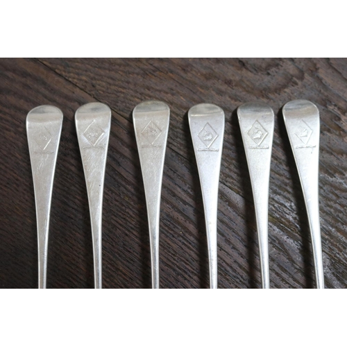 90 - Set of six antique Georgian hallmarked sterling silver forks, London 1799-1800, maker Thomas Wallis,... 