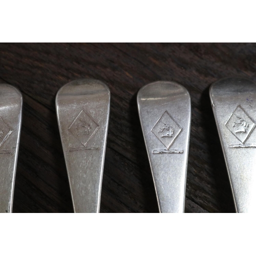 90 - Set of six antique Georgian hallmarked sterling silver forks, London 1799-1800, maker Thomas Wallis,... 