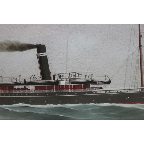 42 - The Minilya, Australian Steam ship, oil and gauche, Flying the Company flag, The black swan. WESTERN... 