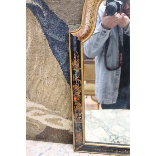 157 - Antique early 20th century Queen Anne revival chinoiserie mirror, approx 75cm H x 49cm W