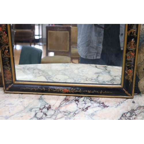 157 - Antique early 20th century Queen Anne revival chinoiserie mirror, approx 75cm H x 49cm W