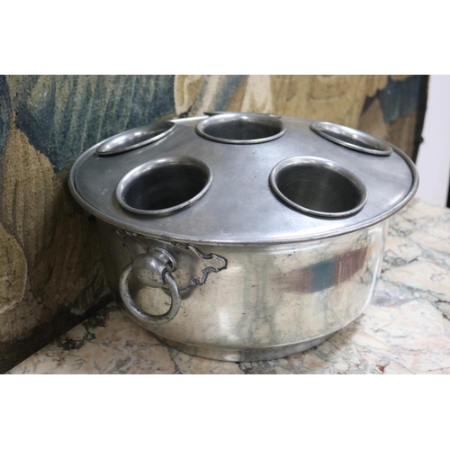21 - Vintage pewter multi slot wine bucket with twin handles, marked 95% EPU Europe Etain Zinn, approx 24... 