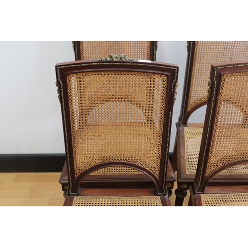 32 - Set of French Louis XVI style chairs, with cane seats & backs, gilt mounts. (Some caning damaged as ... 