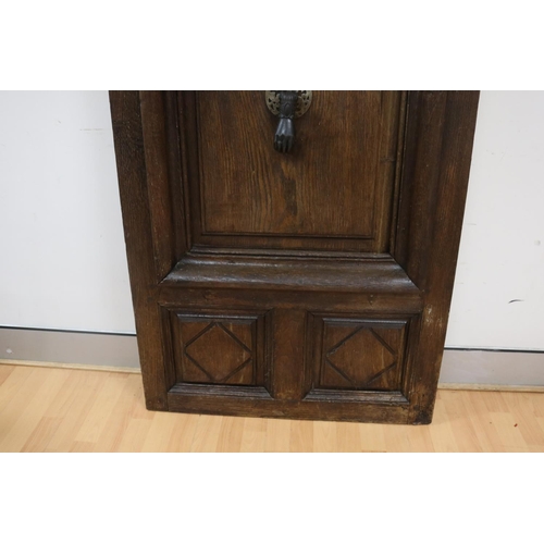 59 - Antique 19th century French solid wood entry door with cast iron knocker, approx 169cm H x 80cm W
