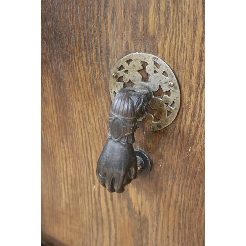 59 - Antique 19th century French solid wood entry door with cast iron knocker, approx 169cm H x 80cm W