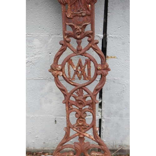 189 - Antique French cast iron cross of pierced design, approx 128cm H x 73cm W