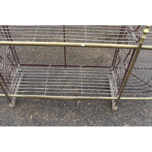 81 - Antique French multi tiered bakers shelf / rack, approx 243cm H x 220cm W x 47cm D