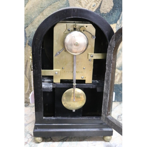70 - Antique Scottish Regency ebonized arched bracket clock, by William Philip of Edinburgh, with brass i... 