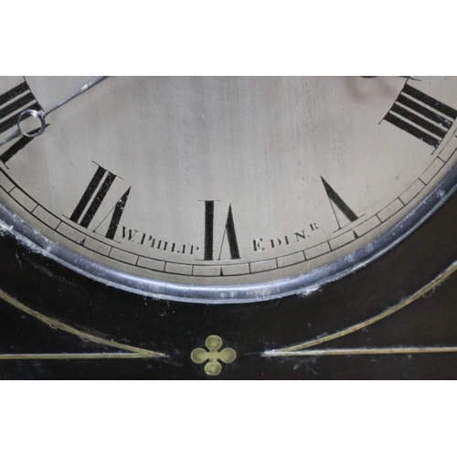 70 - Antique Scottish Regency ebonized arched bracket clock, by William Philip of Edinburgh, with brass i... 