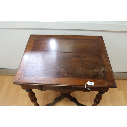 187 - European walnut side table, circa 1680, approx 74cm H x 69cm W x 56cm D