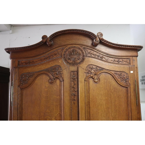 150 - Antique late 19th century French Louis XV style two door armoire, approx 233cm H x 144cm W x 52cm D