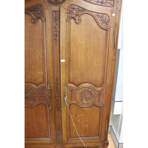 150 - Antique late 19th century French Louis XV style two door armoire, approx 233cm H x 144cm W x 52cm D