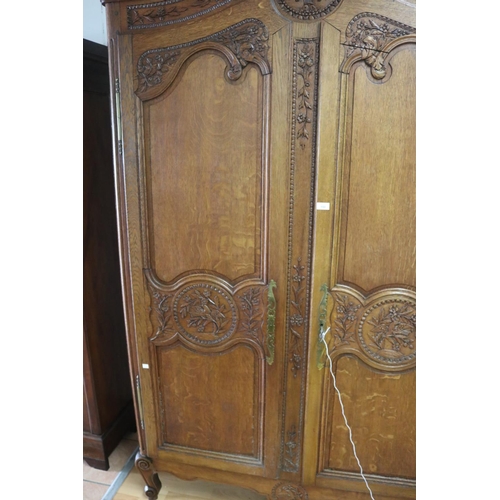 150 - Antique late 19th century French Louis XV style two door armoire, approx 233cm H x 144cm W x 52cm D