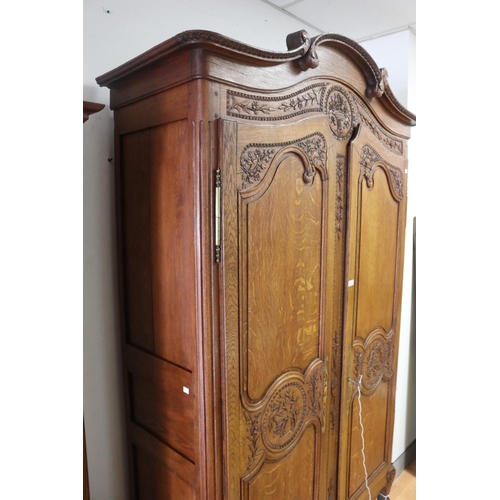 150 - Antique late 19th century French Louis XV style two door armoire, approx 233cm H x 144cm W x 52cm D