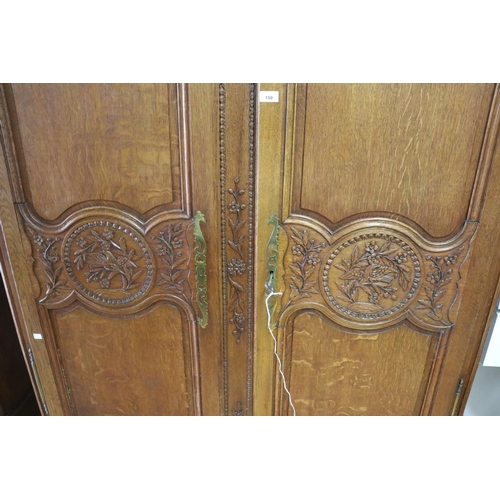 150 - Antique late 19th century French Louis XV style two door armoire, approx 233cm H x 144cm W x 52cm D