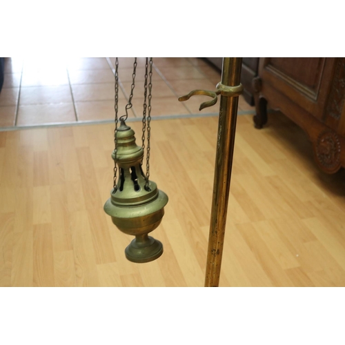 91 - Persian / Middle Eastern censer with brass pedestal, approx 156cm H