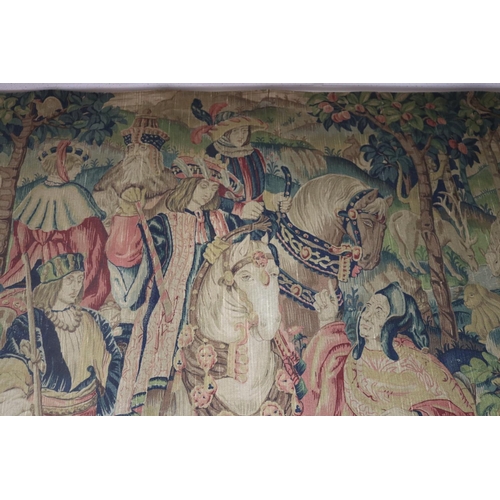 48 - French Renaissance revival needlework wall hanging tapestry, approx 126cm x 190cm