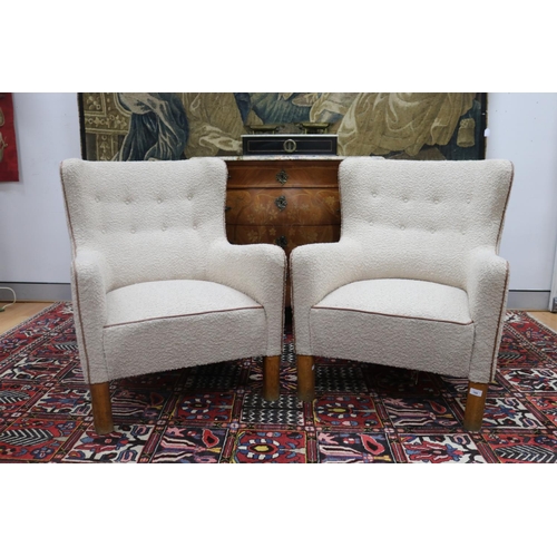 188 - Pair of rare armchairs designed by Ole Wanscher and made by cabinet maker A.J Iversen upholstered in... 