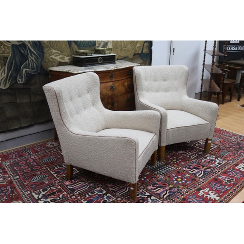 188 - Pair of rare armchairs designed by Ole Wanscher and made by cabinet maker A.J Iversen upholstered in... 