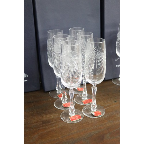 198 - Set of crystal glasses & decanter in boxes