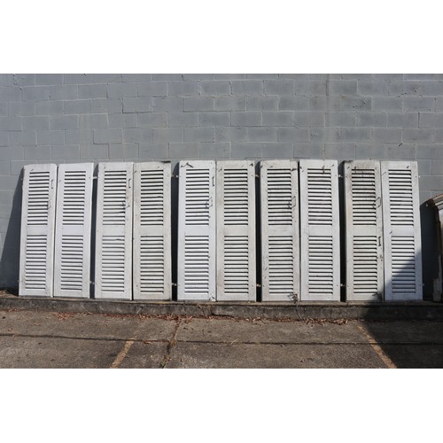168 - Set of antique French white painted shutters, each approx 177cm H x 49cm W